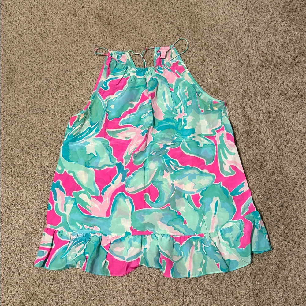 Lilly Pulitzer Millie Halter Top Tropical Pink Sands